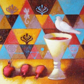 Schilderij getiteld "Pomegranate Paradise" door Vitaliy Kotendzhi, Origineel Kunstwerk, Olie