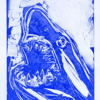 Printmaking titled "Shark (Monotype)" by Vitaliy Lishko, Original Artwork, Monotype