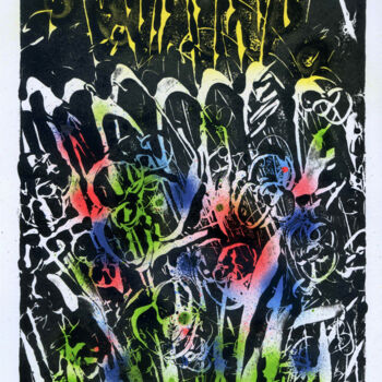 Druckgrafik mit dem Titel "Flowers 21x30 cm A4…" von Vitaliy Lishko, Original-Kunstwerk, Monotypie