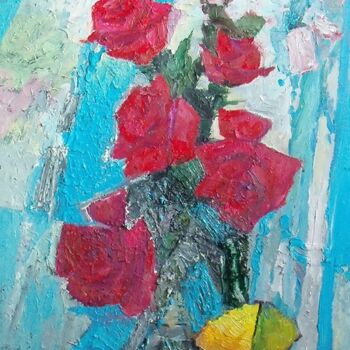 Painting titled "Yesterday's roses" by Vitaliy Ustimenko, Original Artwork, Oil