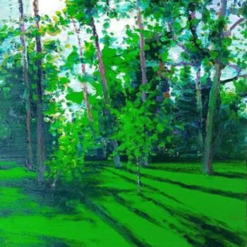 Painting titled "Green day" by Vitaliy Ustimenko, Original Artwork, Oil