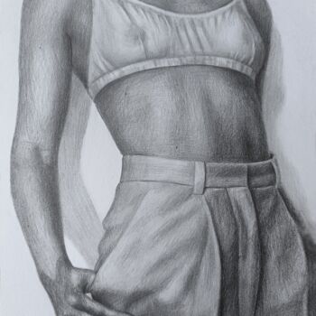 Drawing titled "female figure light…" by Vitaly.Arts, Original Artwork, Pencil