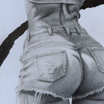 Dibujo titulada "woman in jeans Draw…" por Vitaly.Arts, Obra de arte original, Lápiz