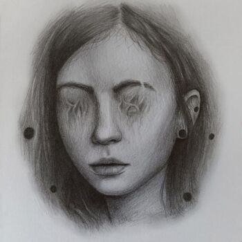 Drawing titled "gloomy portrait" by Vitaly.Arts, Original Artwork, Pencil