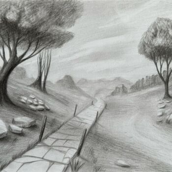 Tekening getiteld "Nature, path" door Vitaly.Arts, Origineel Kunstwerk, Grafiet