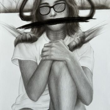 Dessin intitulée "dark girl" par Vitaly.Arts, Œuvre d'art originale, Crayon