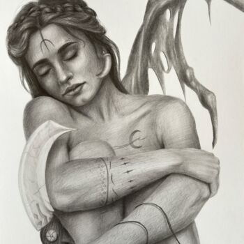 Dessin intitulée "fallen angel" par Vitaly.Arts, Œuvre d'art originale, Crayon