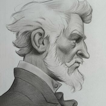 Disegno intitolato "Sketch beard man" da Vitaly.Arts, Opera d'arte originale, Matita