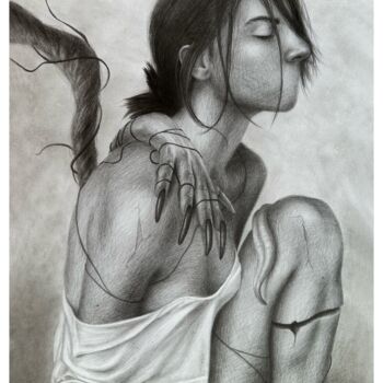 Drawing titled "Horror hand girl" by Vitaly.Arts, Original Artwork, Graphite