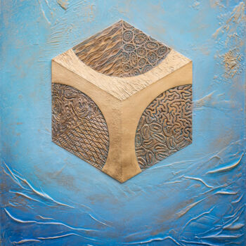 绘画 标题为“"Underwater Secrets…” 由Vitaly Moiseev, 原创艺术品, 石膏 安装在木质担架架上