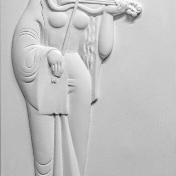 Sculpture titled ""Violin Player." af…" by Vitaly Moiseev, Original Artwork, Plaster