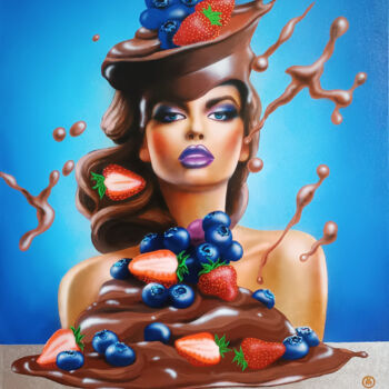 Картина под названием "“Blueberry Chocolat…" - Vitaly Moiseev, Подлинное произведение искусства, Акрил Установлен на Деревян…