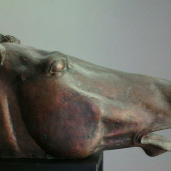 Sculpture titled "голова лошади" by Vitalii Marin, Original Artwork, Metals