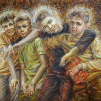 Malarstwo zatytułowany „Мальчишки” autorstwa Viteckaja, Oryginalna praca, Olej