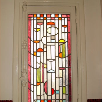 Painting titled "Vitrail Moderne" by Lucien Aydin, Original Artwork, Stained glass painting