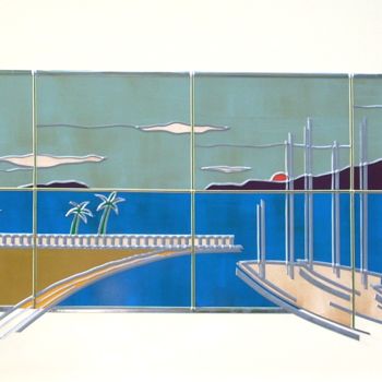 Peinture intitulée "blue-harbor.jpg" par Guy Laffont, Œuvre d'art originale, Autre