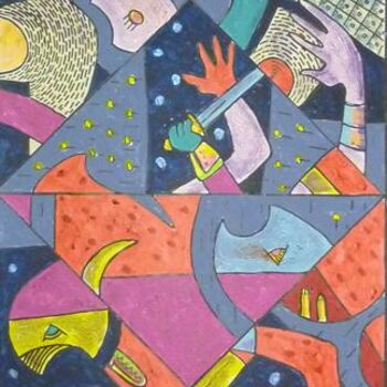 Painting titled "la Guerre, puzzle I…" by Victor Valente, Original Artwork, Acrylic