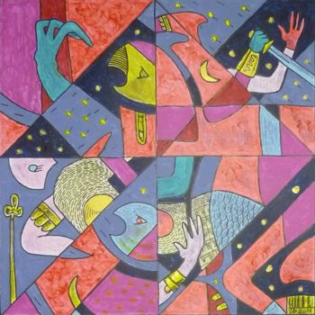 Malarstwo zatytułowany „La Guerre, puzzle V…” autorstwa Victor Valente, Oryginalna praca, Akryl