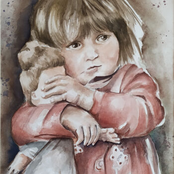 Painting titled "ORRORI DELLA GUERRA" by Vittoriana Mascheroni, Original Artwork, Watercolor Mounted on Cardboard