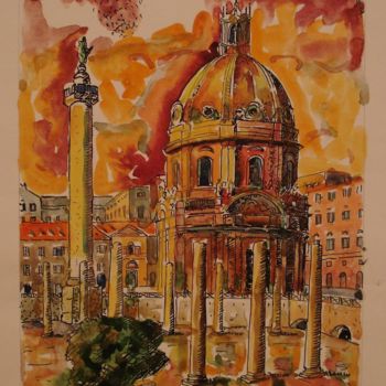 Painting titled "Foro Traiano, 1984" by Vittorio Paradisi, Original Artwork, Ink