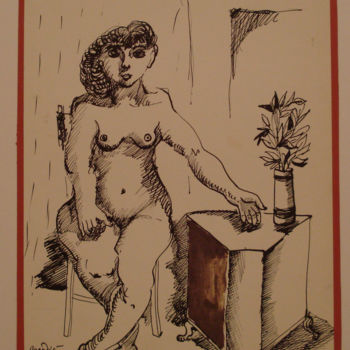 图画 标题为“Nudo femminile, 1983” 由Vittorio Paradisi, 原创艺术品, 墨