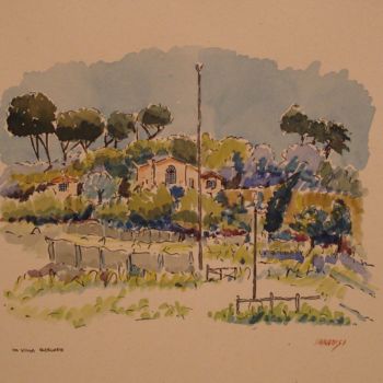 Painting titled "In villa borghese,…" by Vittorio Paradisi, Original Artwork, Watercolor