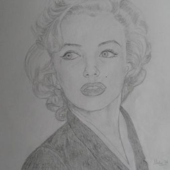 Drawing titled "Marilyn Monroe" by Nadia Iglesia, Original Artwork