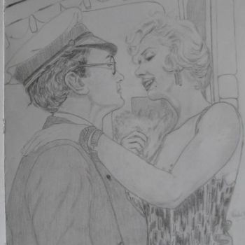 Drawing titled "Marilyn Monroe" by Nadia Iglesia, Original Artwork