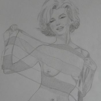 Drawing titled "Marilyn Monroe" by Nadia Iglesia, Original Artwork