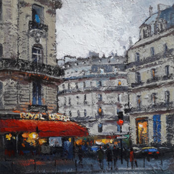 Peinture intitulée "Cityscape Evening P…" par Alex Ziev, Œuvre d'art originale, Acrylique