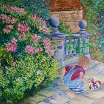 Painting titled "Les petits chiens" by Viviane Farrugia, Original Artwork, Acrylic