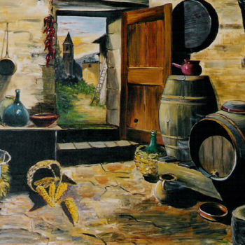 Painting titled "CHAI ESPAGNOL" by Viviane Farrugia, Original Artwork, Acrylic