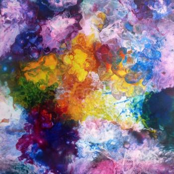 Pittura intitolato "abstraction-florale…" da Viviane Farrugia, Opera d'arte originale, Acrilico
