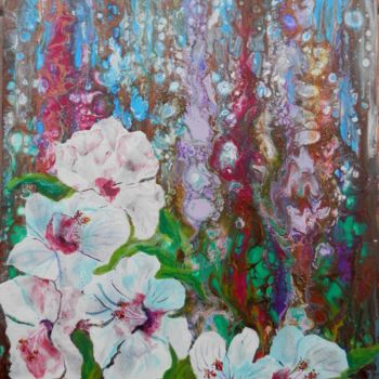 Malerei mit dem Titel "Abdtraction florale…" von Viviane Farrugia, Original-Kunstwerk, Acryl