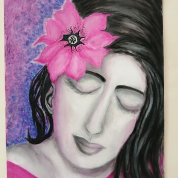 Painting titled "Repos eternel" by Viviane Henry Machemin, Original Artwork, Acrylic