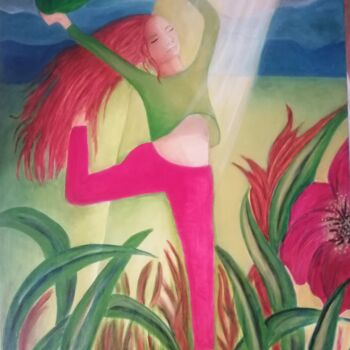 Pintura titulada "Paradis" por Viviane Henry Machemin, Obra de arte original, Acrílico