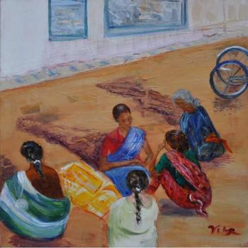 Peinture intitulée "Echange indien" par Viba, Œuvre d'art originale