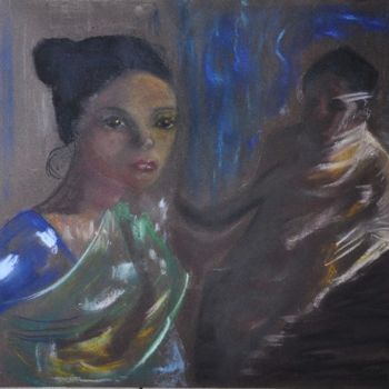 Schilderij getiteld "Jeune femme dans le…" door Viba, Origineel Kunstwerk