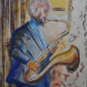 Pintura intitulada "le saxophoniste" por Viba, Obras de arte originais