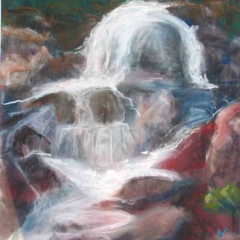 Painting titled "cascade" by Viba, Original Artwork, Pastel