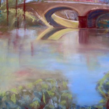 Painting titled "Le pont" by Viba, Original Artwork, Pastel