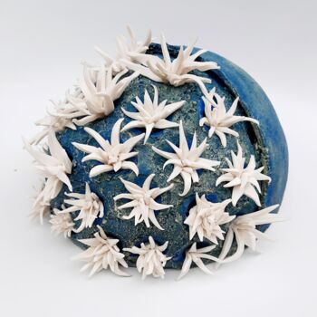 Sculpture intitulée "Coraux bleu n°2" par Viviane Thelen, Œuvre d'art originale, Céramique