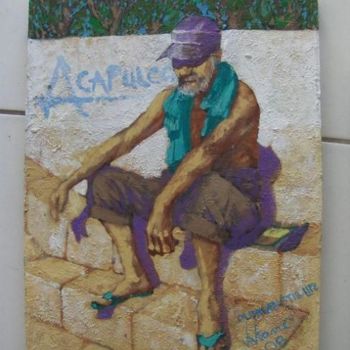 Painting titled "The old Fisherman r…" by Viviano, Original Artwork, Oil