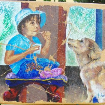 Painting titled "Rachel and Dolly" by Viviano, Original Artwork, Oil