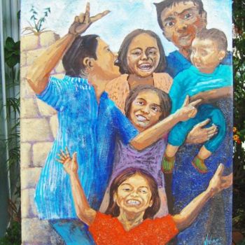 Painting titled "San Pedro Children" by Viviano, Original Artwork, Oil