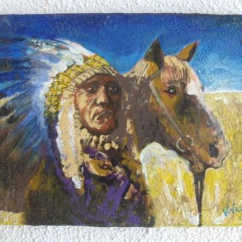Painting titled "Indian Chief and Ho…" by Viviano, Original Artwork, Oil