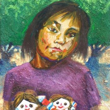 「A little girl in pu…」というタイトルの絵画 Vivianoによって, オリジナルのアートワーク, オイル