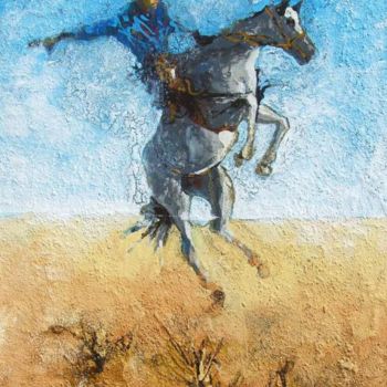 Painting titled "Stunt rider of abou…" by Viviano, Original Artwork, Oil