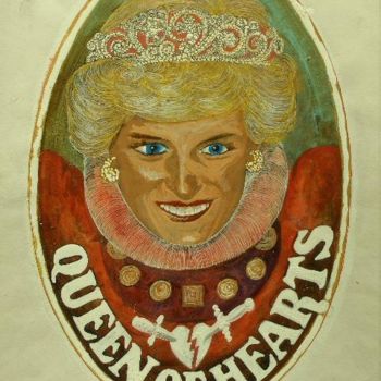 Peinture intitulée "Queen of Hearts" par Viviano, Œuvre d'art originale