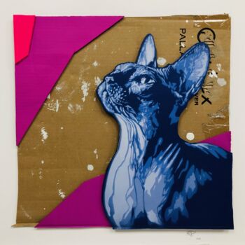 Картина под названием "Cool cat" - Viza, Подлинное произведение искусства